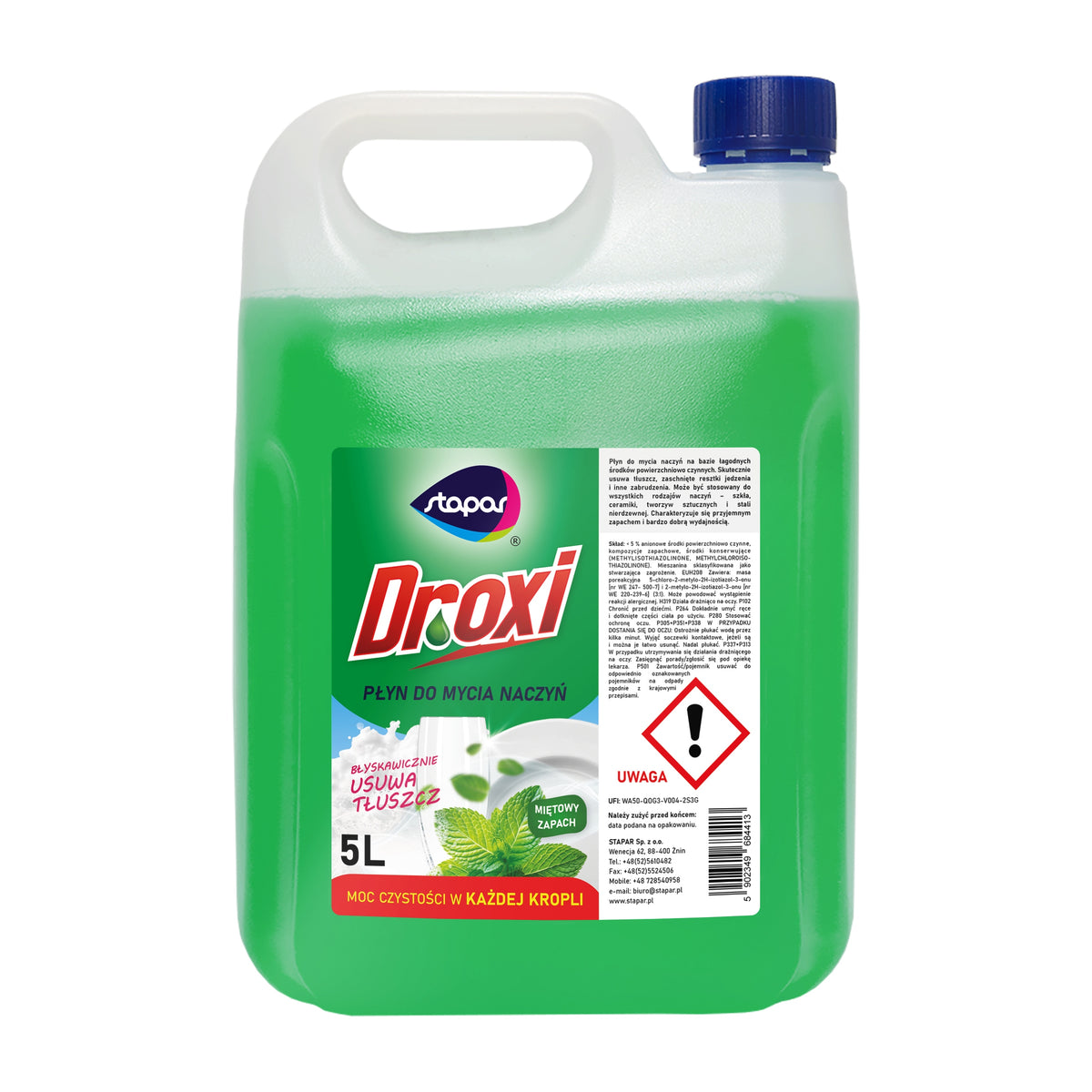 DISHWASHING LIQUID STAPAR MINT 5 L Packaging status original