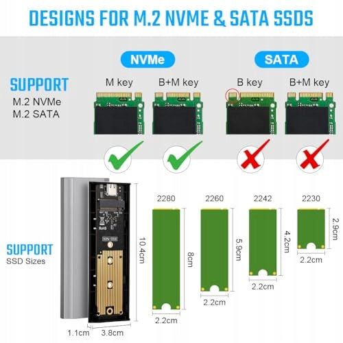 DISK HOUSING SSD M.2 NVME USB 3.2 GEN 2 ALUMINUM TOOLLESS Model B0FXRRZ5H2