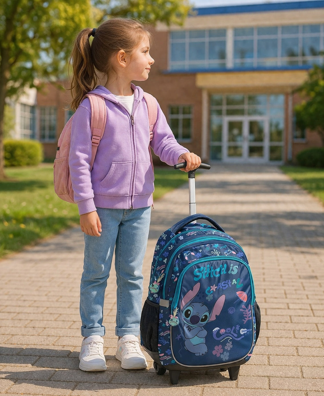DISNEY STITCH School Backpack with Multi-Chamber Wheels Lilo and Stitch