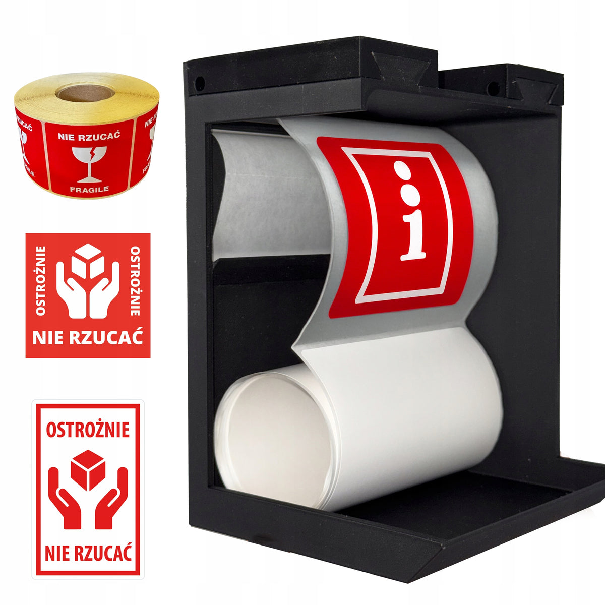 DISPENSER LABEL STICKER ATTENTION TOP DO NOT THROW 110mm Packaging status original