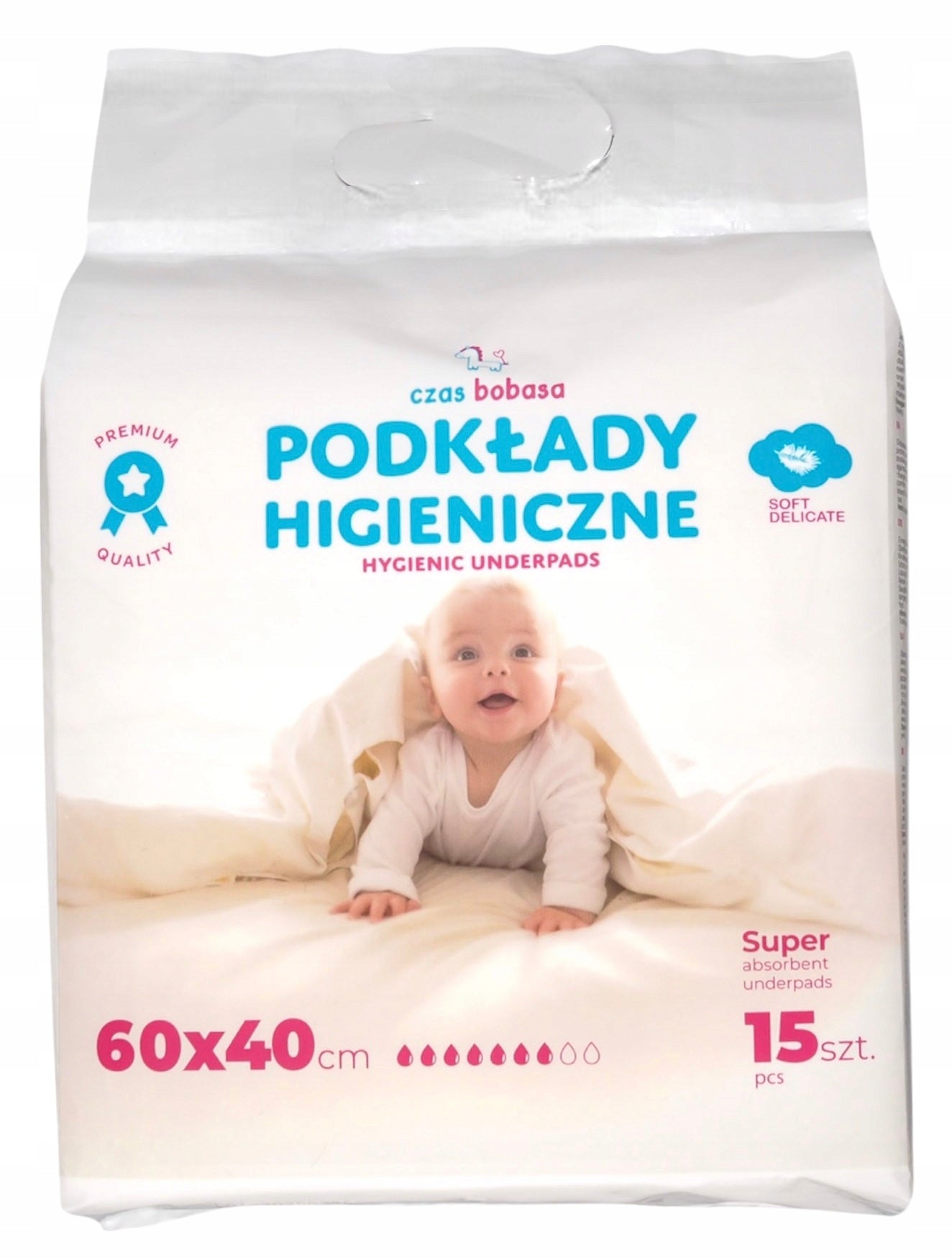 DISPOSABLE BACKING 40x60 cm HYGIENE PADS CHANGING TABLE 15pcs ADHESIVES Manufacturer code CZB 2824