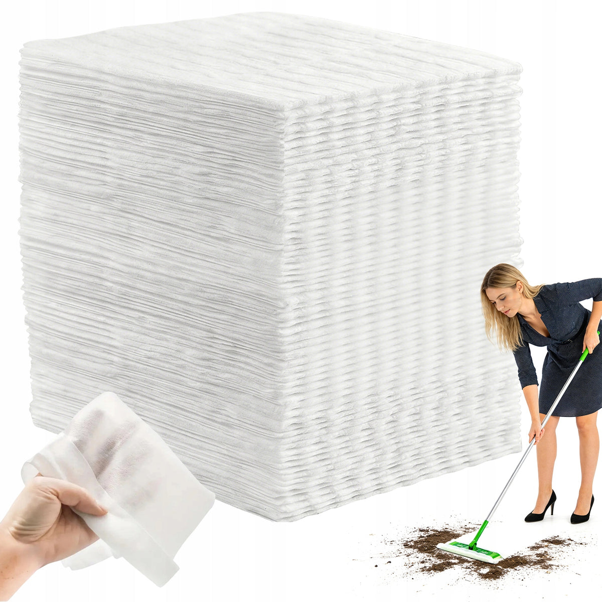 DISPOSABLE MOP PADS 160 PIECES 20X30 CM DIAMOND NONWOVEN FABRIC