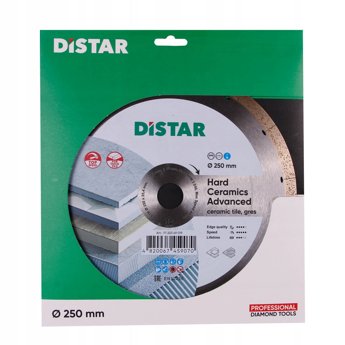 DISTAR DIAMOND CUTTING DISC 250x1,5x25,4 FOR HARD CERAMICS TILE STONEWARE EAN (GTIN) 4820067459070