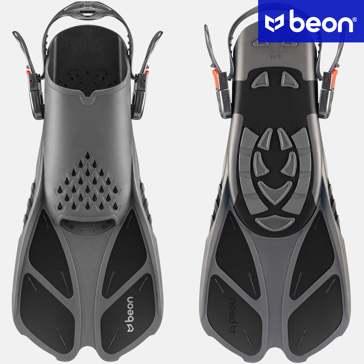 DIVING FINS SNORKELING ADJUSTABLE SHORT 42-47 Color black