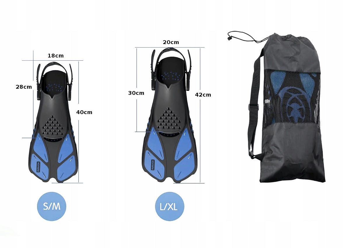 DIVING FINS SNORKELING ADJUSTABLE SHORT 42-47 Color black