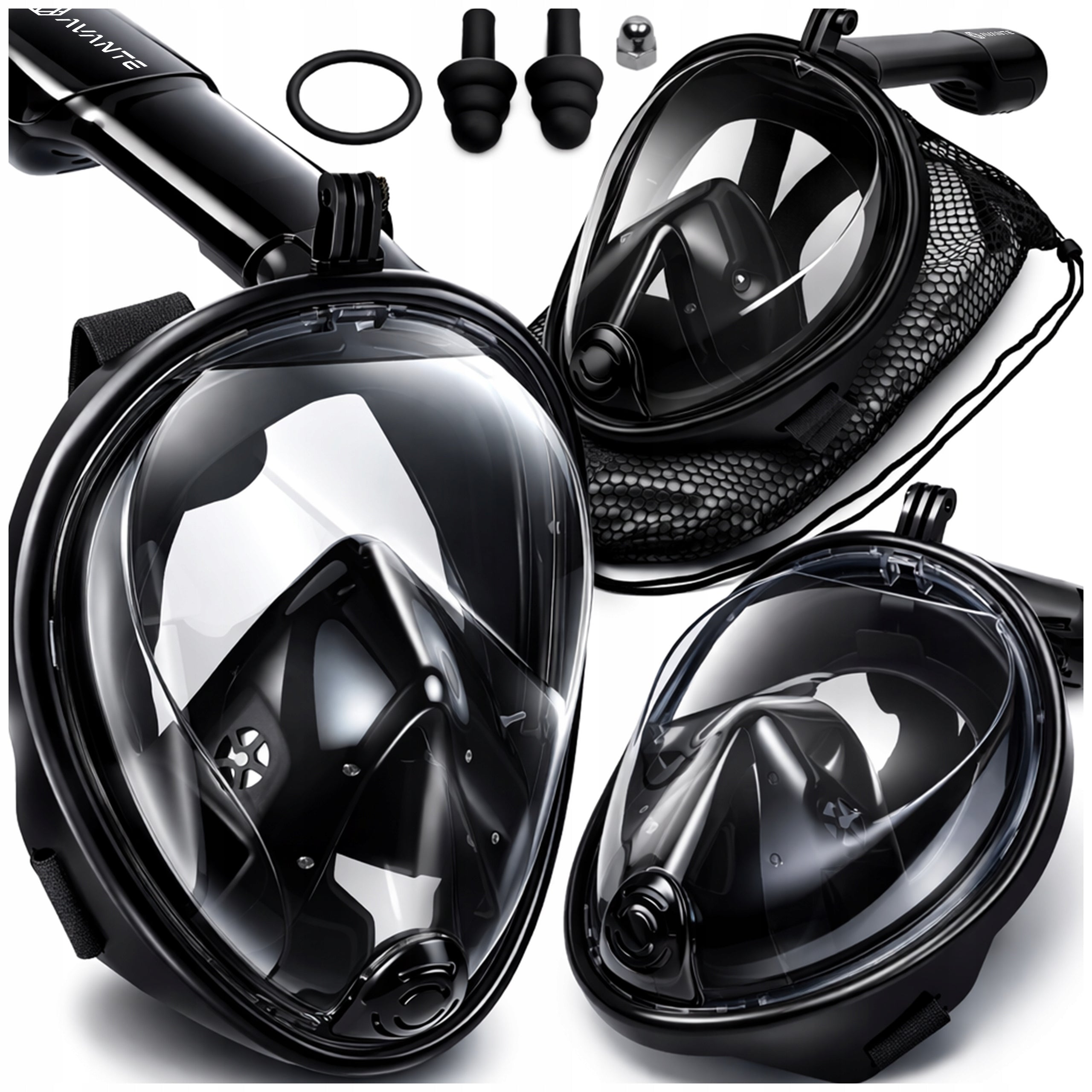DIVING MASK FOR SWIMMING SNURKELING PANORAMIC FULL FACE L/XL