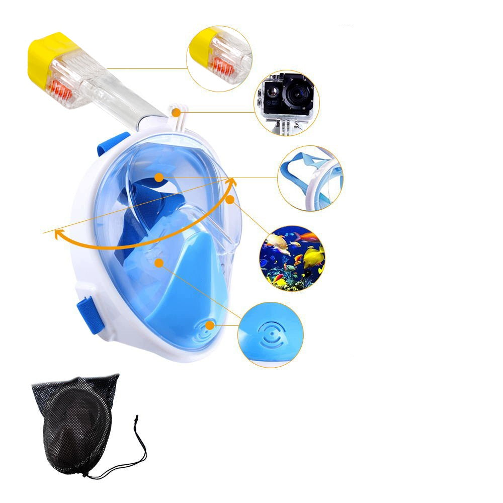 DIVING MASK FULL FACE BLUE FOR SNORKELING L/XL DOES NOT EVAPORATE Brand no brand