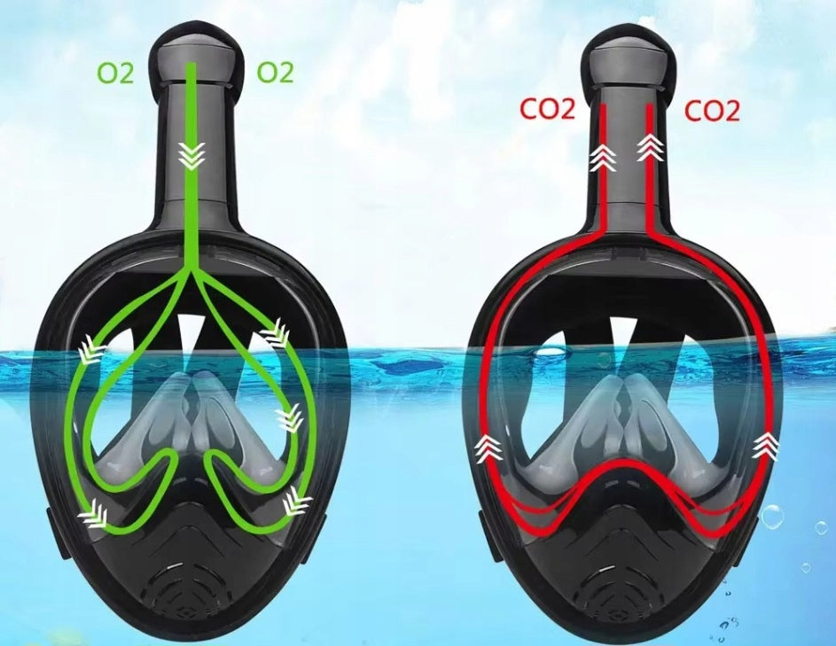 DIVING MASK FULL FACE FOLDING SET FOR SWIMMING ANTIFOG S/M Color black