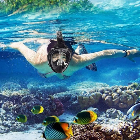 DIVING MASK FULL FACE SNOORKING SET L/XL (TUBE, GLASSES) Manufacturer code RV5505 / 235505 / CZARNY