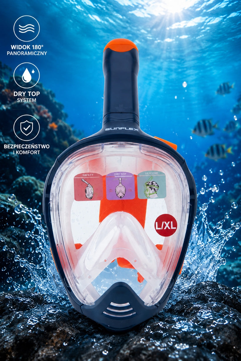 DIVING MASK SNORKELING FULL FACE FOR WATER L/XL Brand SunFlex