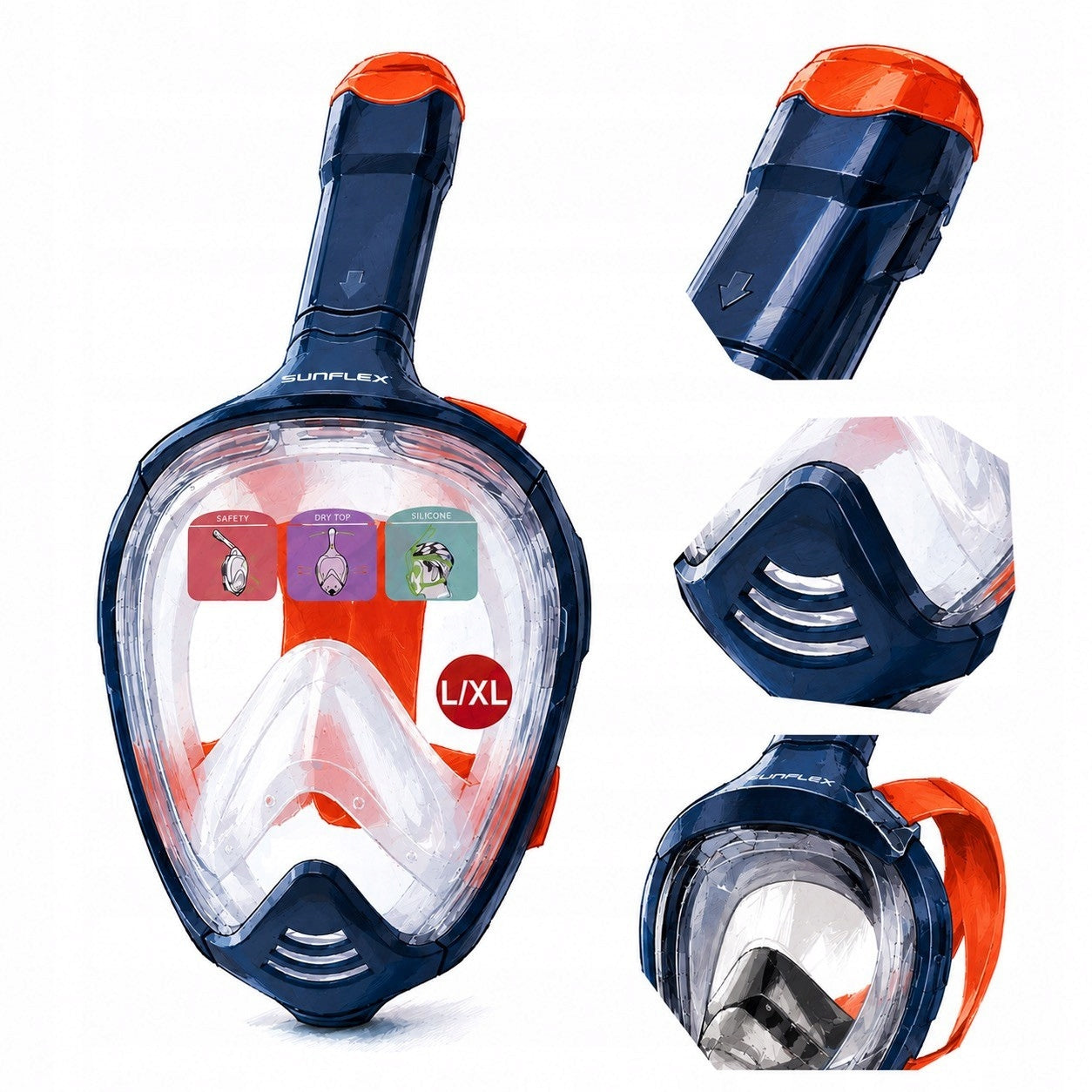 DIVING MASK SNORKELING FULL FACE FOR WATER L/XL