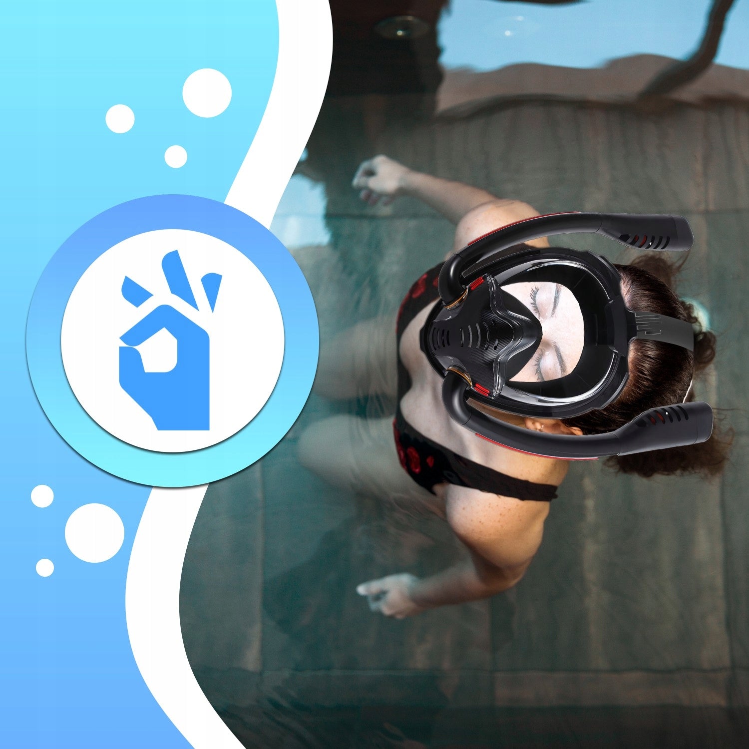DIVING MASK SNORKELING FULL FACE L/XL FOR WATER DRY TOP Model SR256