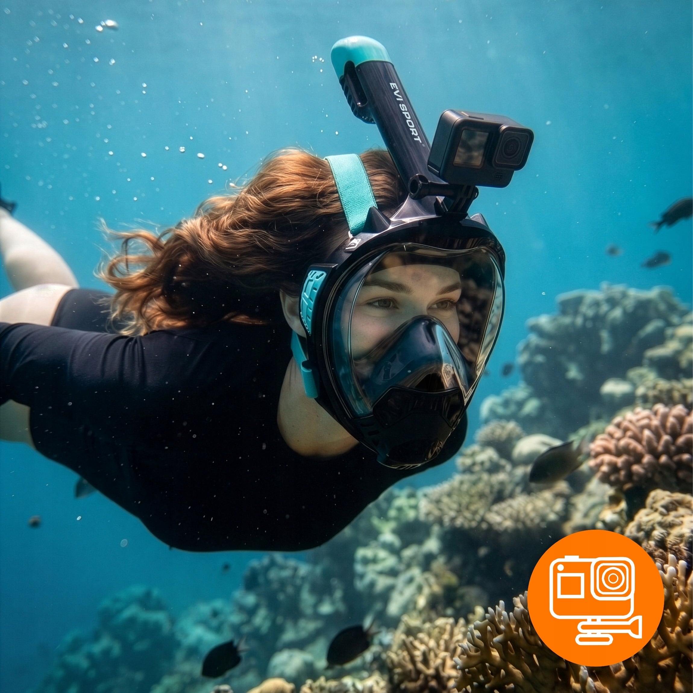 DIVING MASK SNORKELING FULL FACE PANORAMA TOP NO-FOG V5.2 S/M Kind full face with webcam with tube