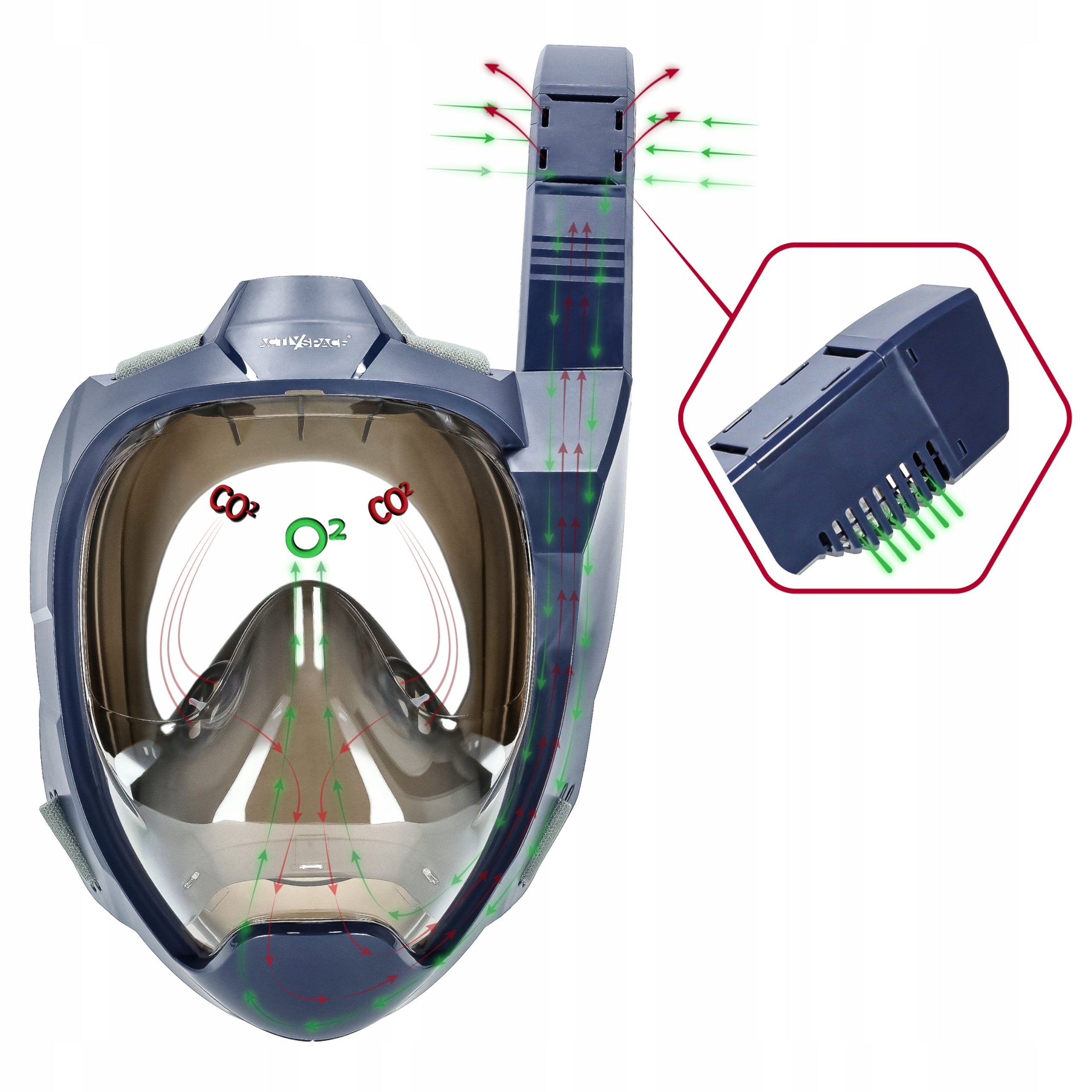 DIVING MASK SNORKELING FULL FACE PANORAMIC FOR WATER L/XL PRO Model Maska do nurkowania snorkelingu składana - zestaw