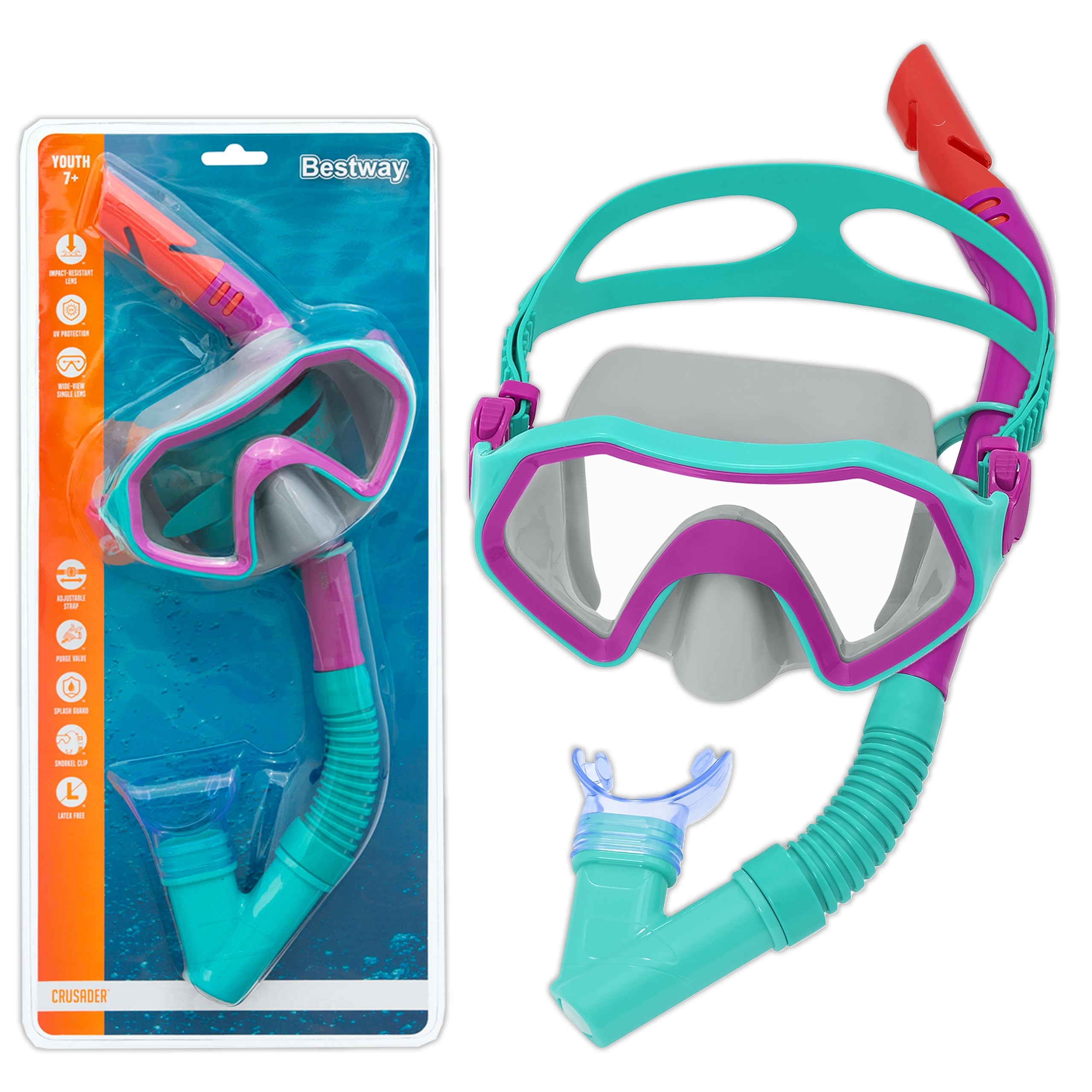 DIVING MASK TUBE SET BESTWAY 24025 SWIMMING GOGGLES UV 7+ Packaging status original