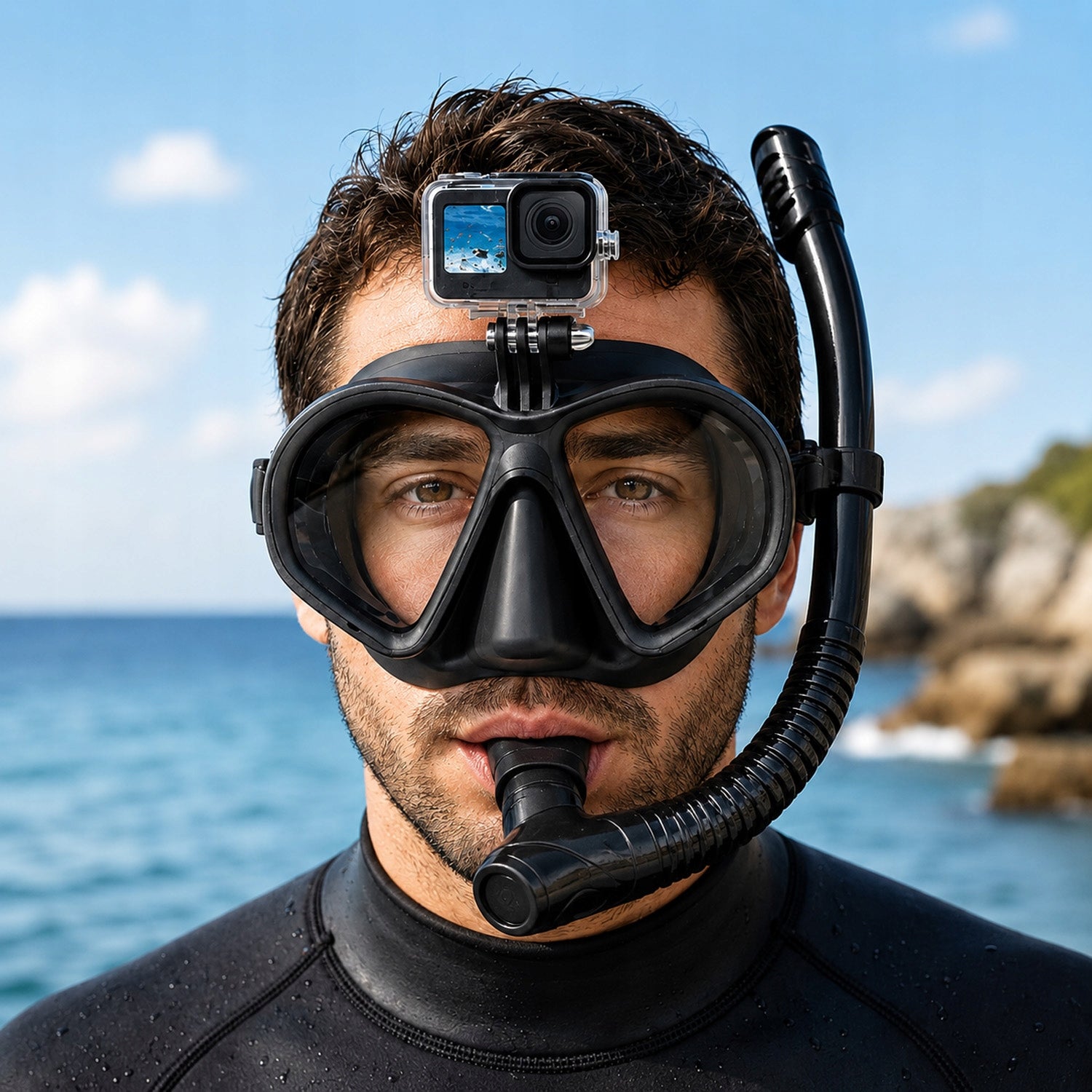 DIVING MASK WATER SWIMMING SET GLASSES SNORKELING TUBE Color black