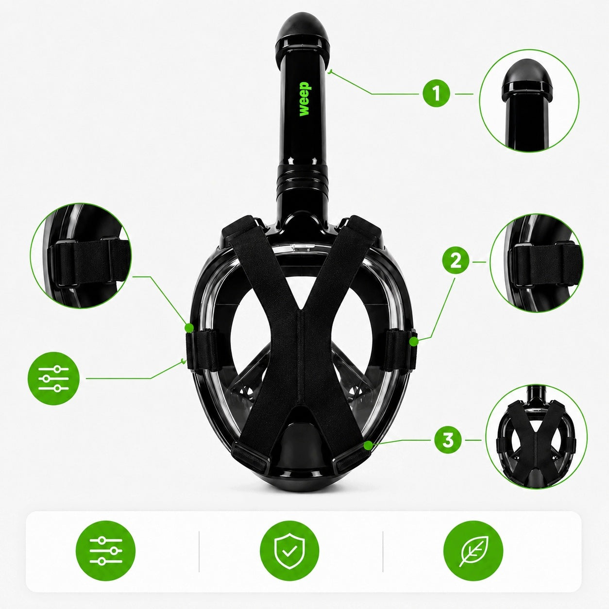 DIVING MASK WEEP Dive-Y SNORKELING FULL FACE NO FOG L/XL Packaging status original