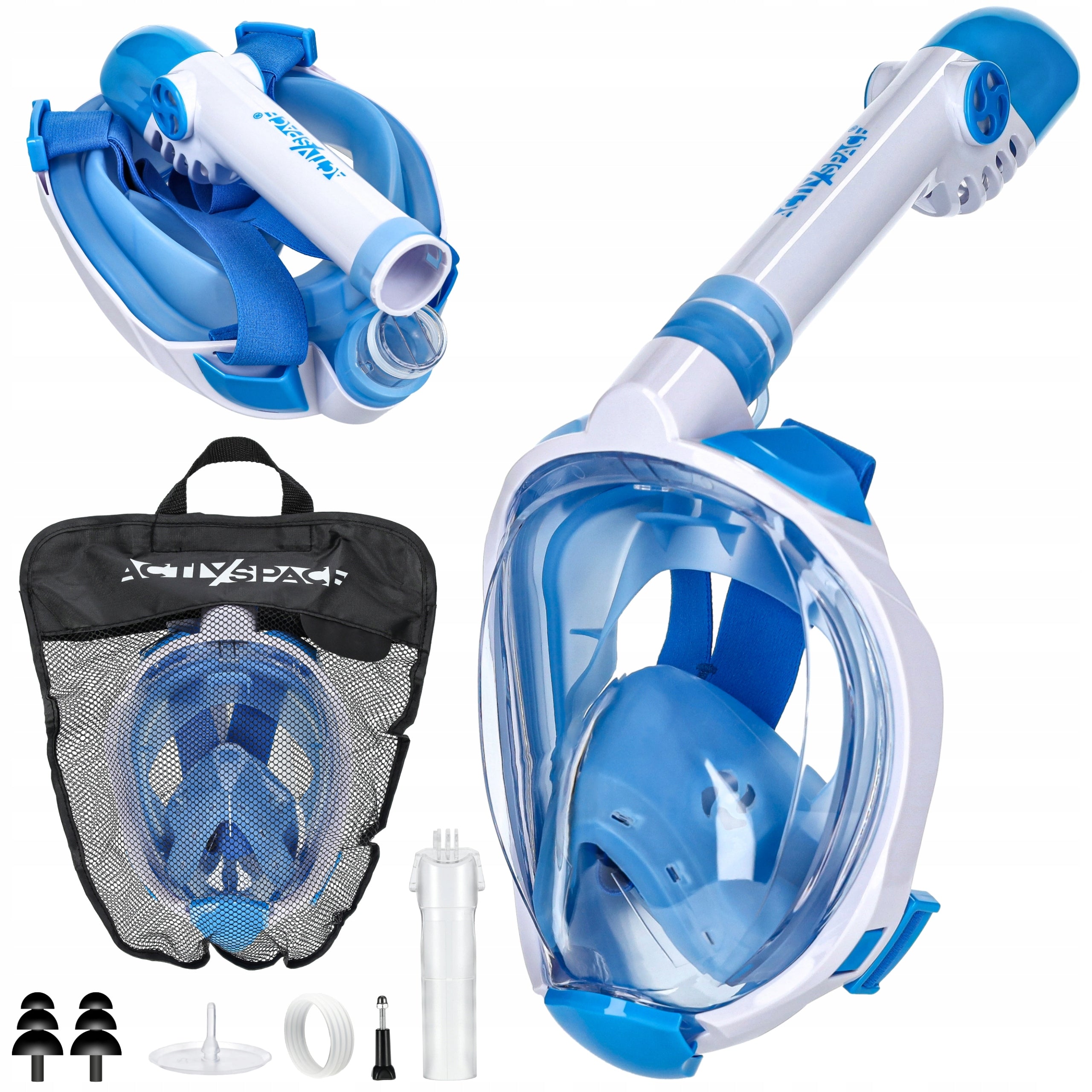DIVING MASK WITH TUBE FULL FACE PANORAMIC DRY TOP FOR CHILDREN