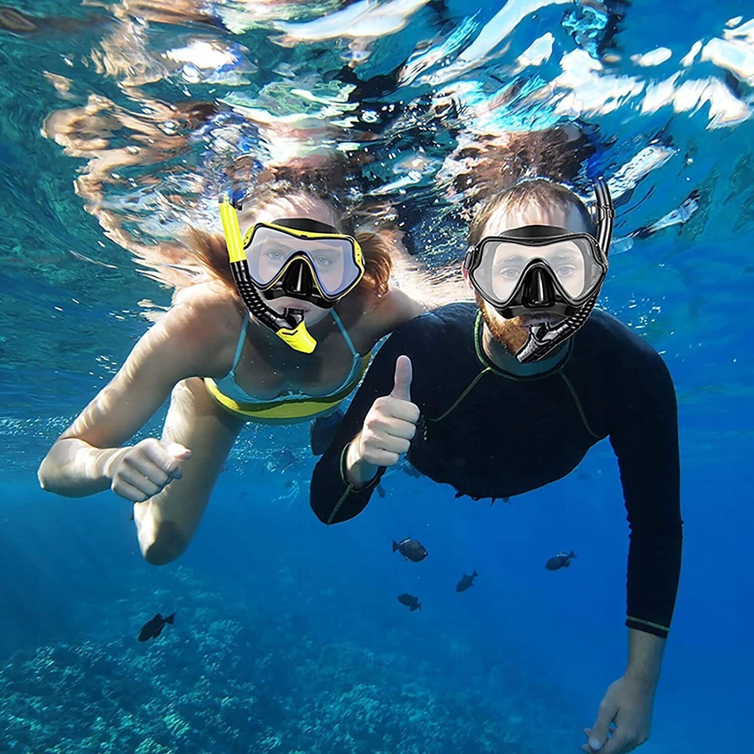 DIVING SET MASK AND SNORKEL GLASSES AND SNORKEL TUBE BEON Color black