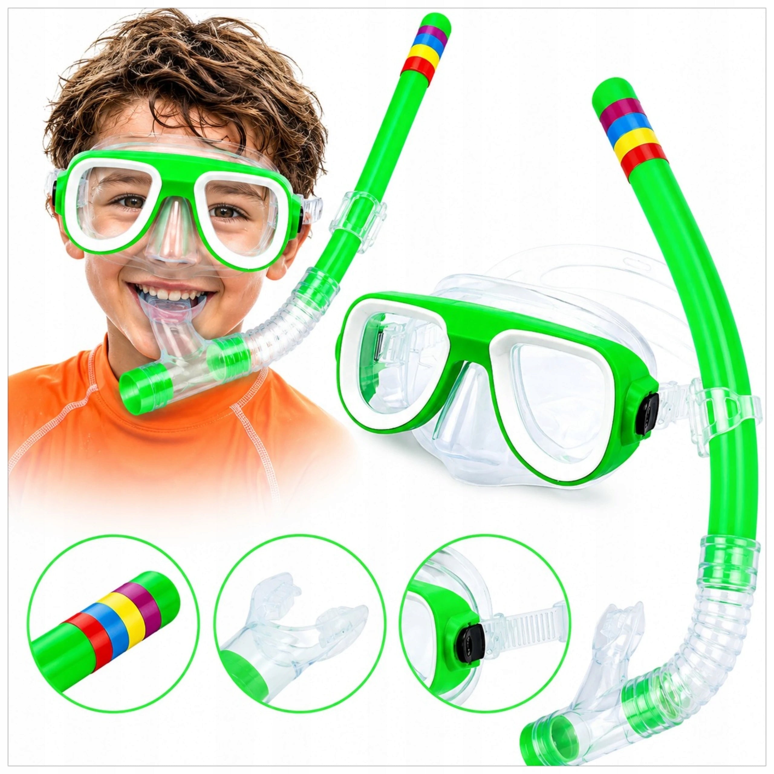 DIVING SET SWIMMING GOGGLES WITH TUBE WATER GOGGLES EASY FASTENING Brand LEAN Toys