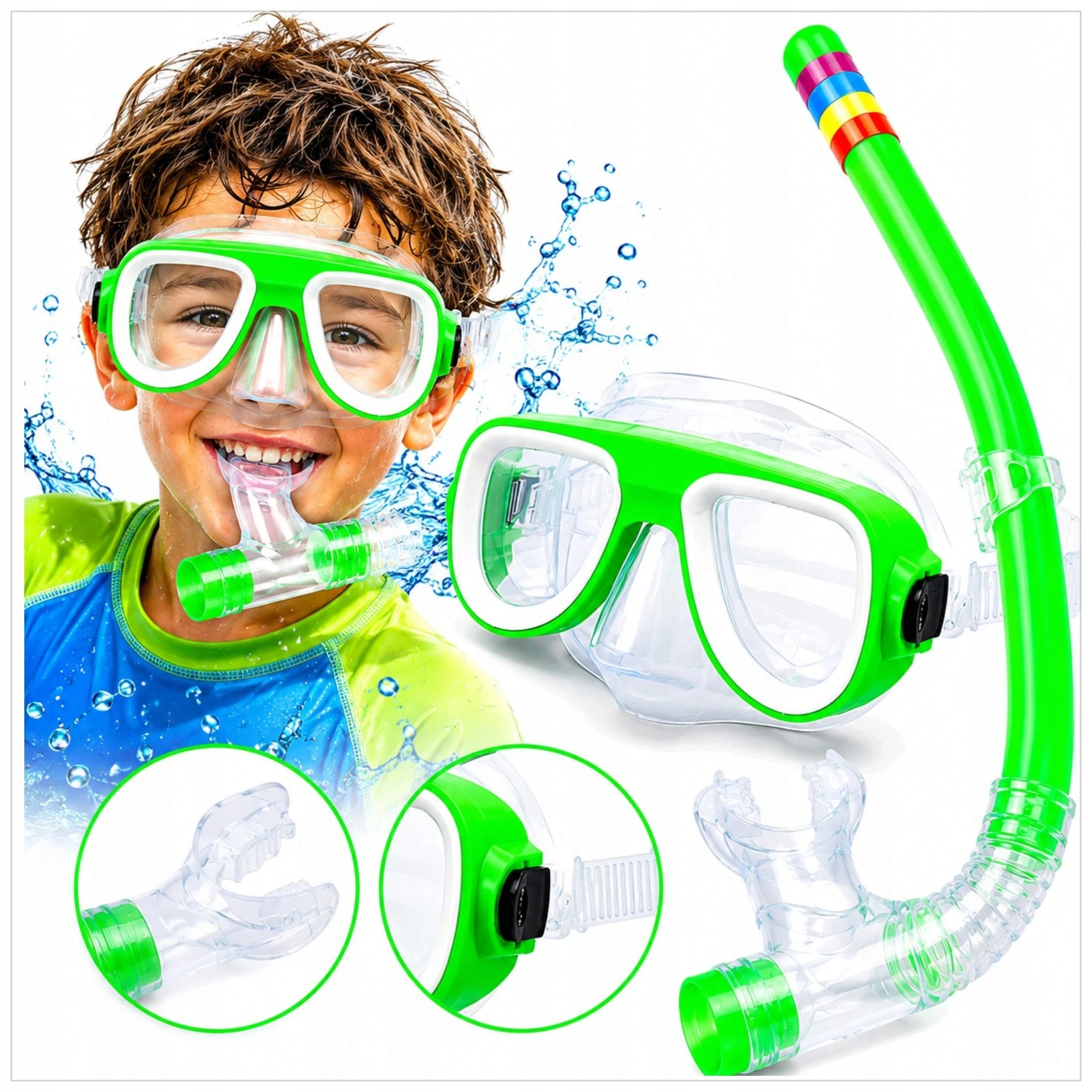 DIVING SET SWIMMING GOGGLES WITH TUBE WATER GOGGLES EASY FASTENING Packaging status original