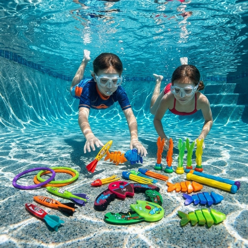 DIVING TOYS FOR CHILDREN TO FISH IN THE POOL SET 22 EL.COIL Packaging status original