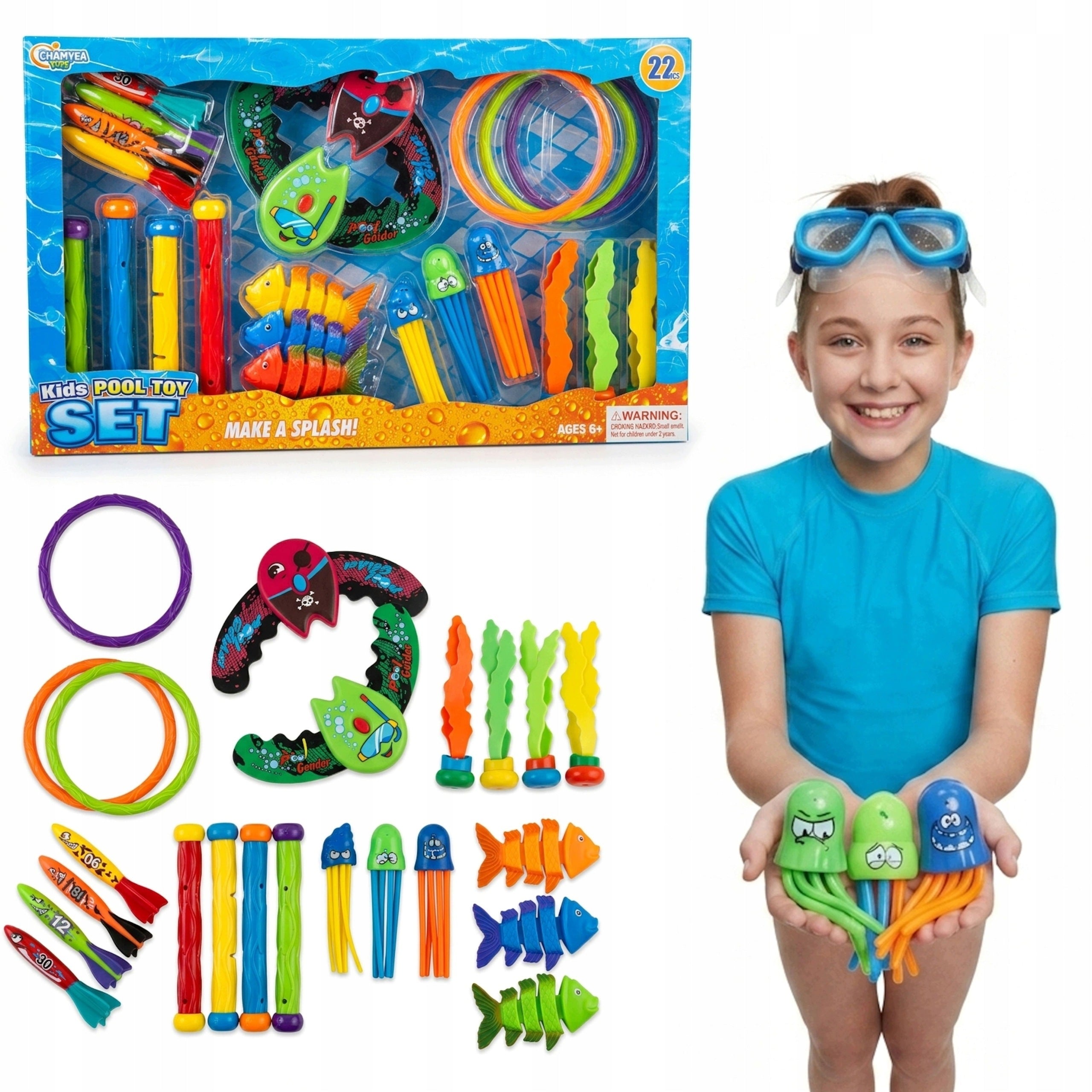DIVING TOYS FOR CHILDREN TO FISH IN THE POOL SET 22 EL.COIL