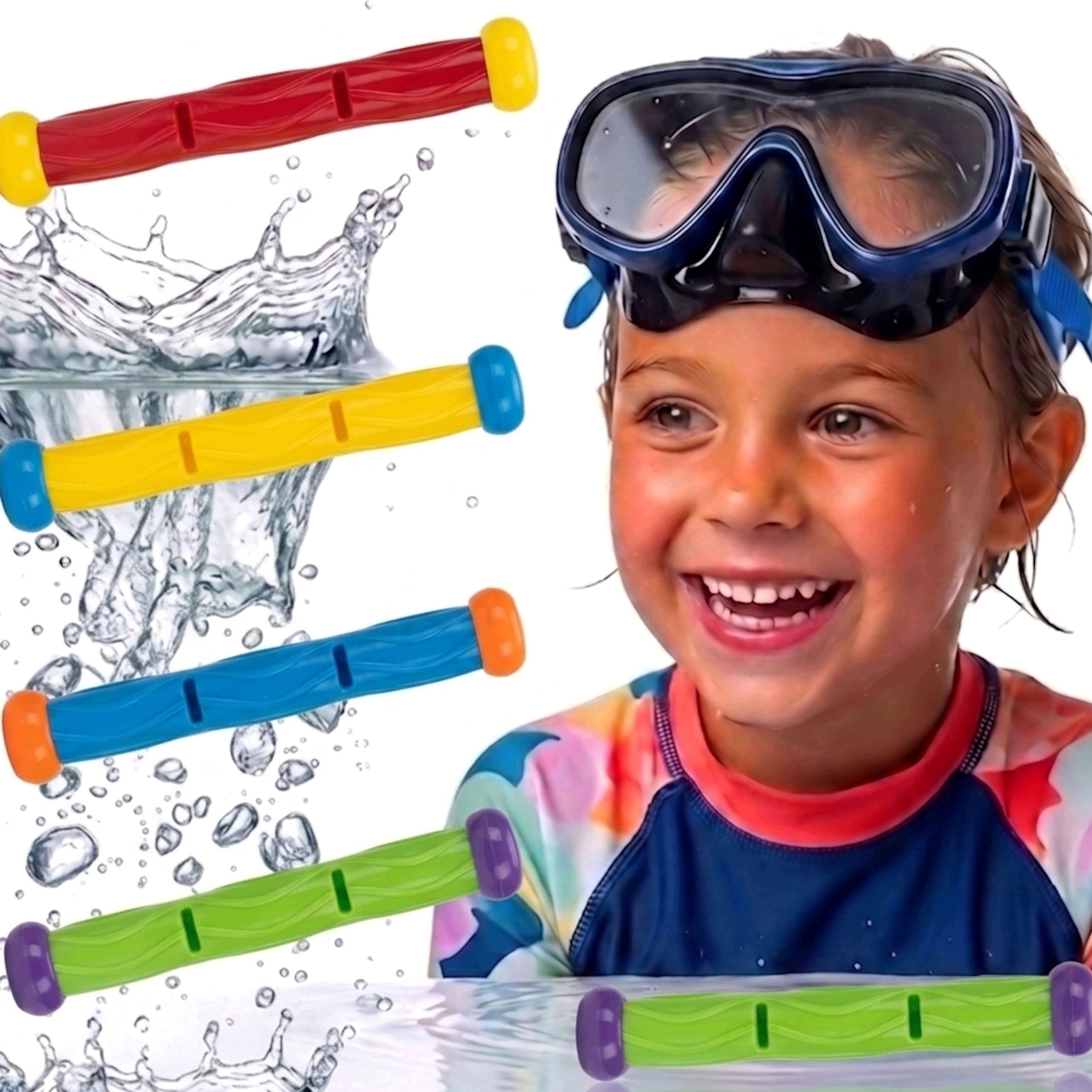 DIVING TOYS FOR WATER FISHING COLORFUL STICKS 4PCS COIL