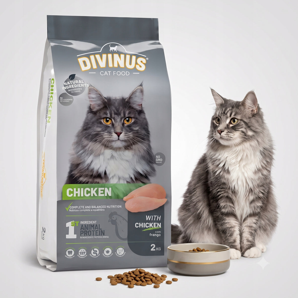 DIVINIUS DRY FOOD FOR ADULT CATS WITH CHICKEN CAT MEAT 2kg