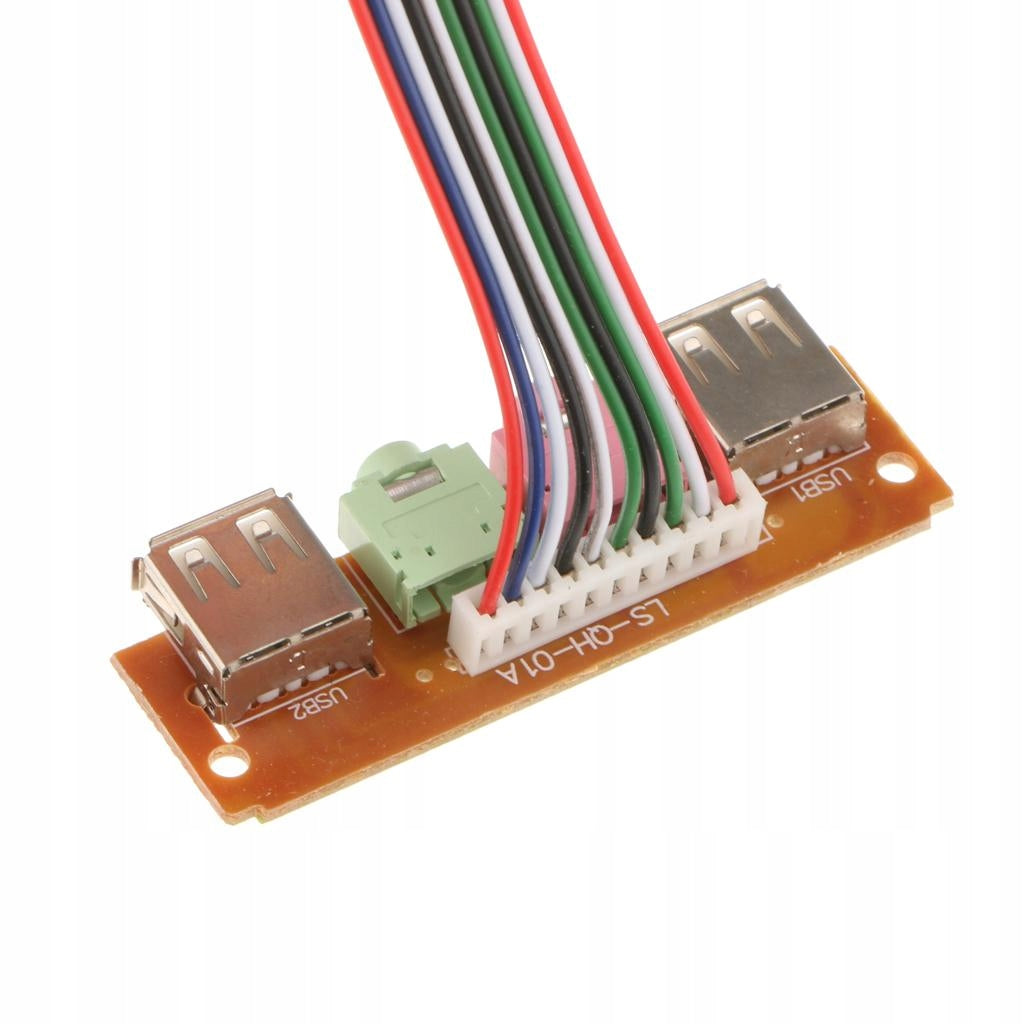 DIY Dual USB 2.0 Port Audio for Computer Case Socket Cable 6.8CM Color transparent