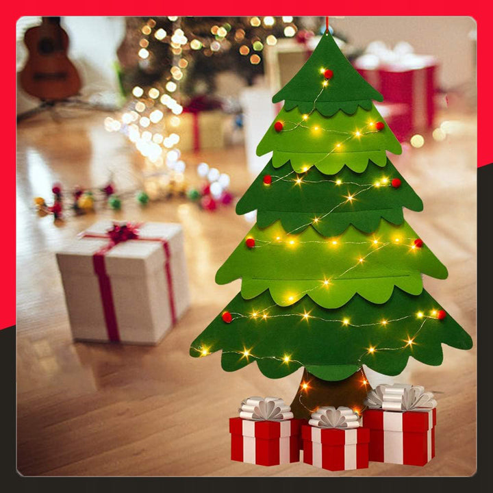 DIY FELT CHRISTMAS TREE LED ORNAMENTS CHRISTMAS TOY CHILDREN FELT DECORATION Packaging status original