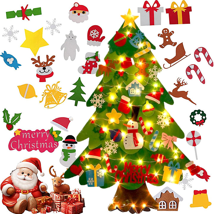 DIY FELT CHRISTMAS TREE LED ORNAMENTS CHRISTMAS TOY CHILDREN FELT DECORATION