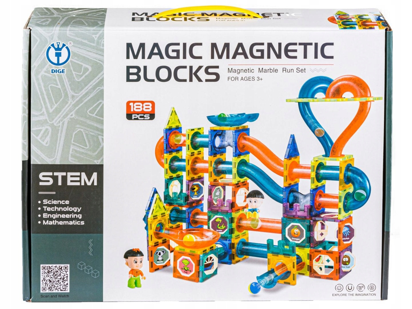Magnetiniai mokomieji konstrukciniai blokeliai Stem, 188 d.