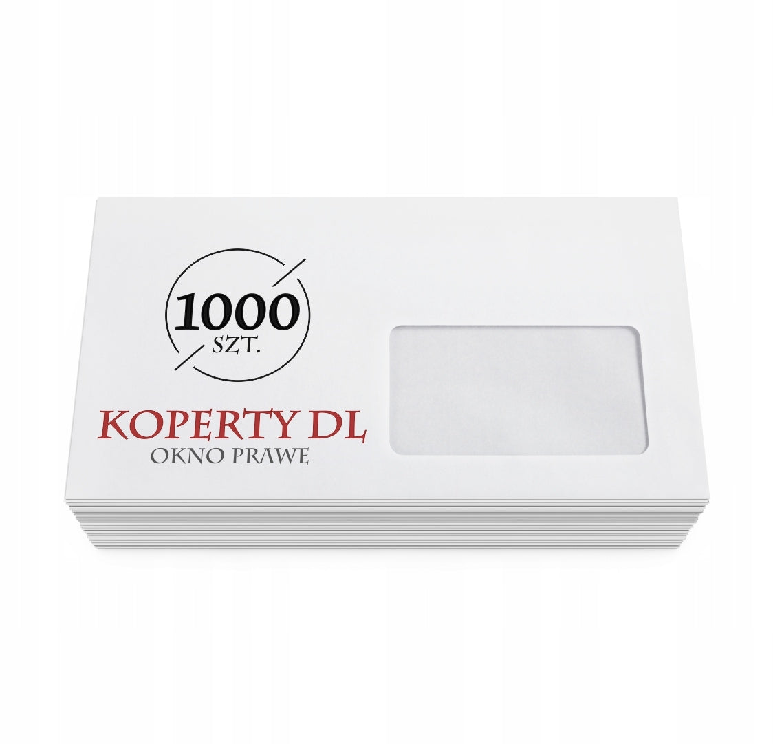 DL envelope with HK strap, right window, white NC Koperty x 1000 PCS