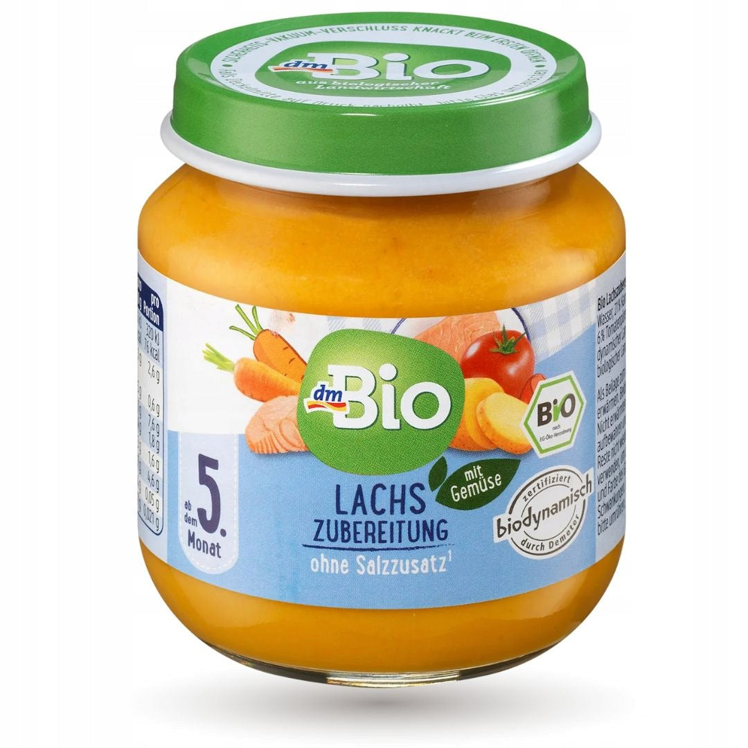 DM BIO FISH IN A JAR ORGANIC SALMON DINNER WITH VEGETABLES FOR BABIES