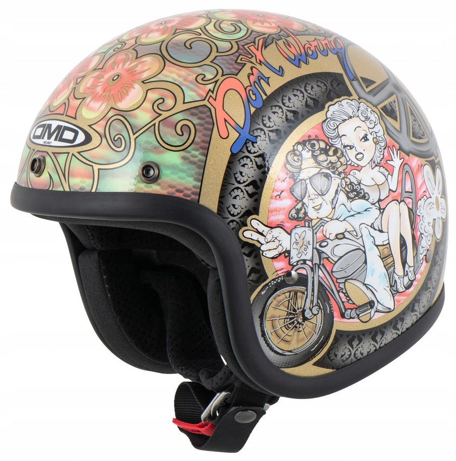 DMD RETRO WOODSTOCK Motorcycle Helmet For Motor Café Racer, Chopper r. L