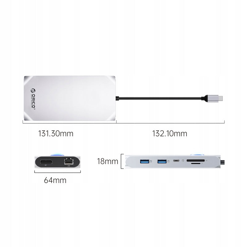 DOCKING STATION ORICO USB-C 12IN1 HDMI 4K 60HZ DISPLAYPORT RJ45 PD100W USB-A Manufacturer code 6941788803954