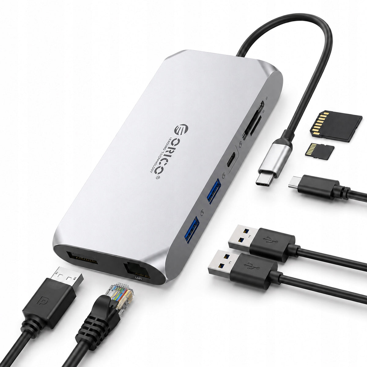 DOCKING STATION ORICO USB-C 12IN1 HDMI 4K 60HZ DISPLAYPORT RJ45 PD100W USB-A