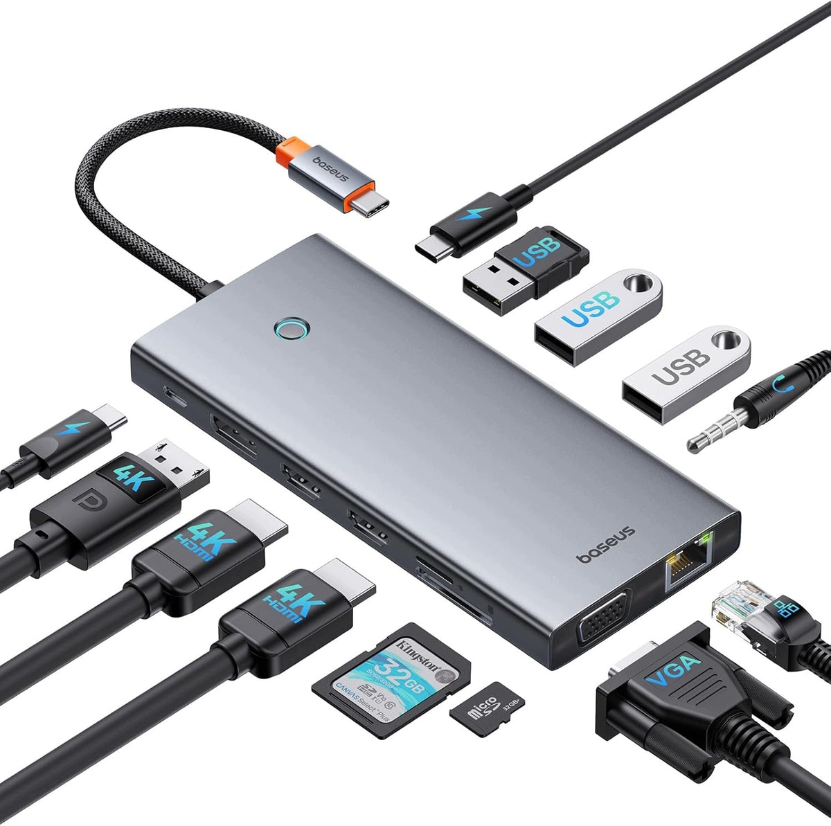 DOCKING STATION USB C 13IN1 3 MONITORS 4K HDMI DP VGA PD 100W