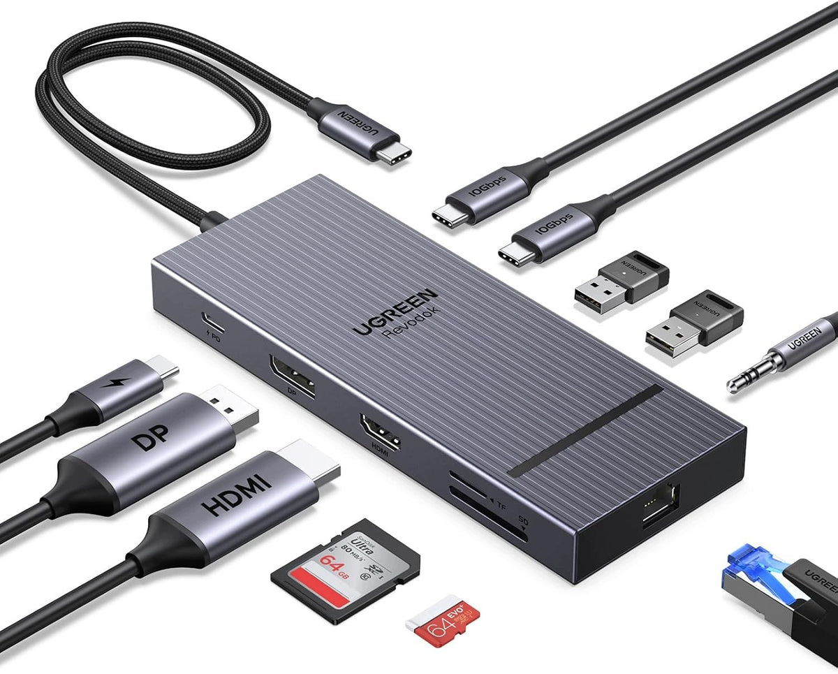 DOCKING STATION USB-C HUB 10GB/S 2 MONITORS 4K 100W PD