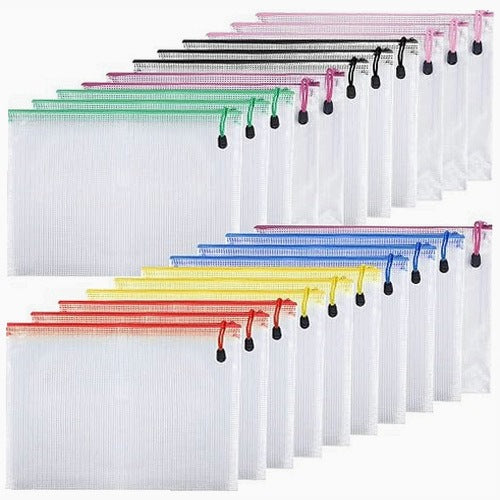 DOCUMENT BAGS A5 ZIPPER SET OF 21 PCS. plastic