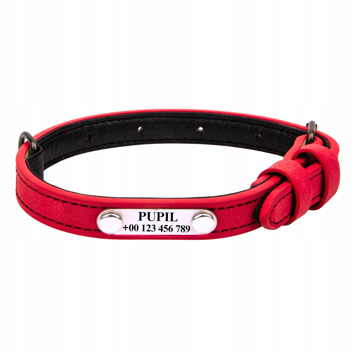 DOG ADDRESS COLLAR WITH ENGRAVING Name and number 50 cm M RED Packaging status original