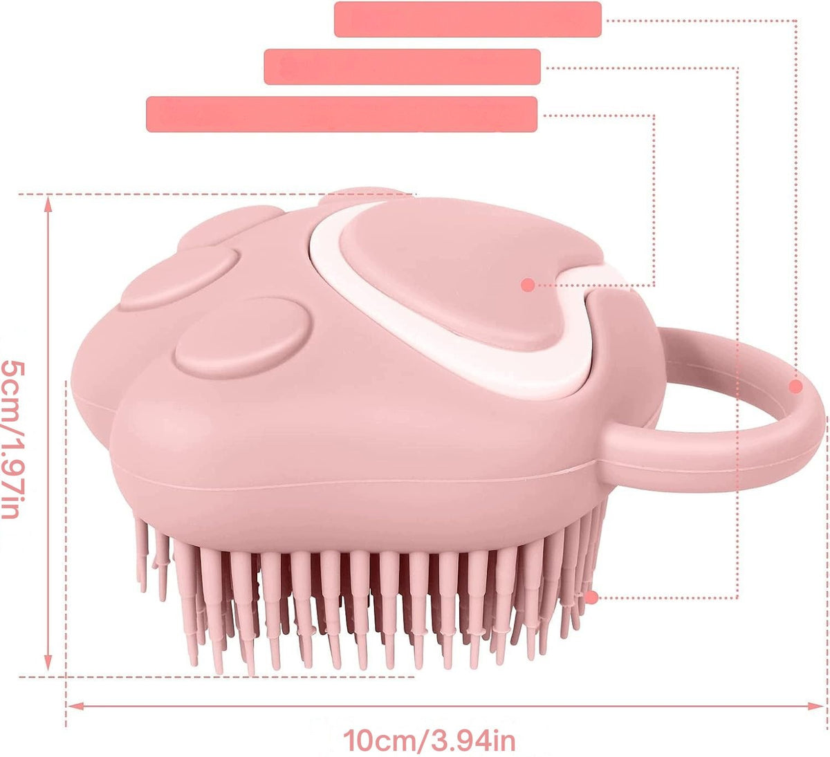 DOG AND CAT BATH BRUSH SILICONE WITH SHAMPOO DISPENSER PINK Packaging status original