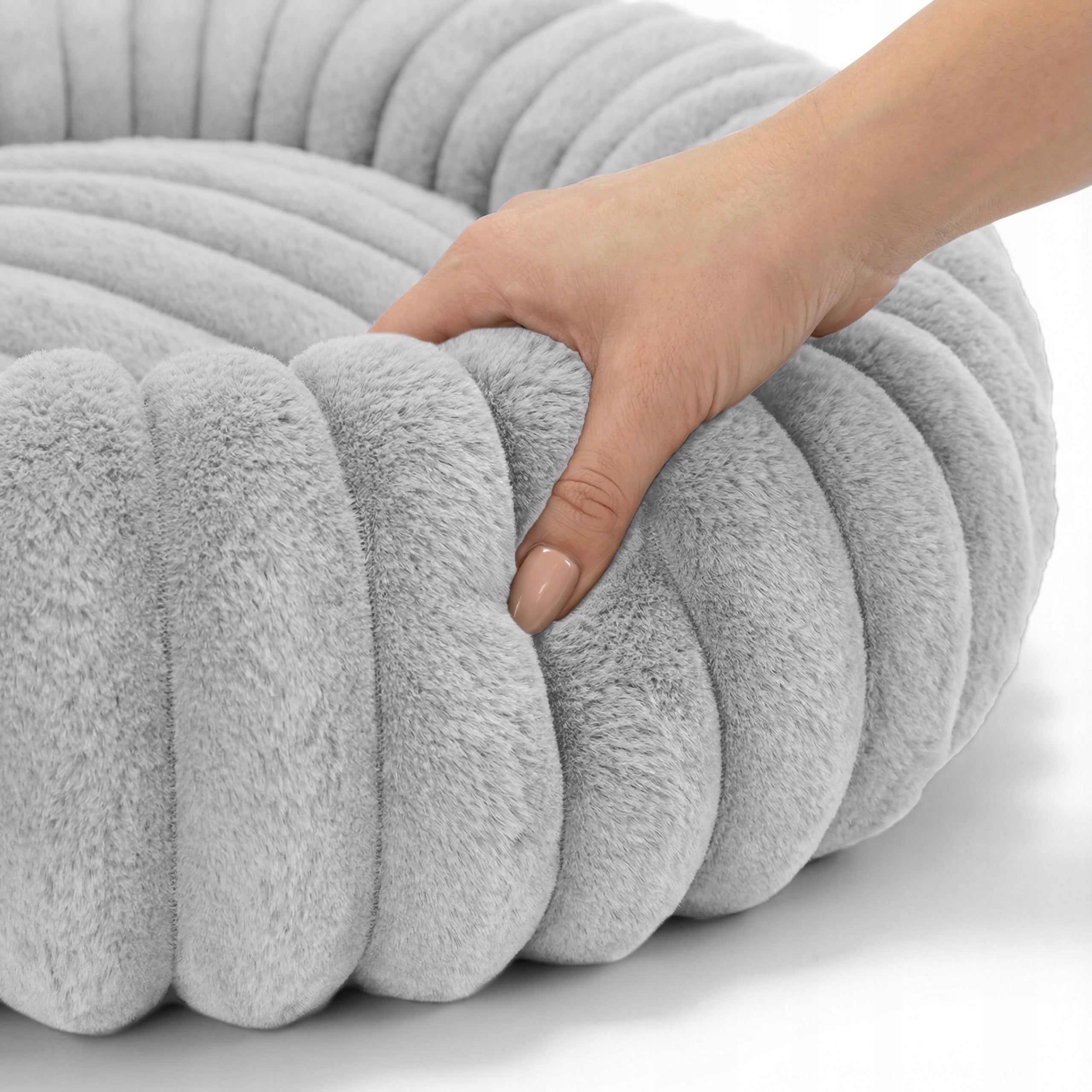 DOG AND CAT BED ROUND 60 CM SOFT ENVELOPING FUR RABBIT FUR Length 60 cm