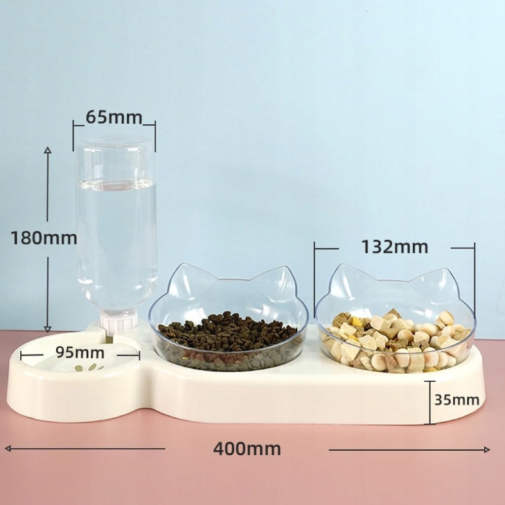 DOG AND CAT BOWLS 3-IN-1 SET WITH WATER DISPENSER GREY Packaging status original