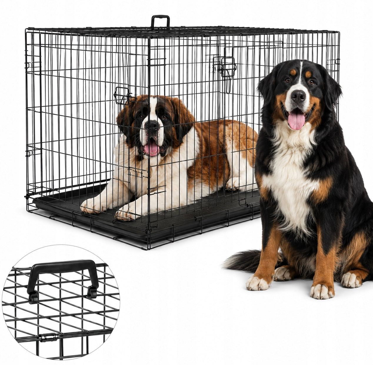 DOG AND CAT CAGE 122x75,5x84CM FOLDING PLAYPEN TRANSPORTER WITH 2 DOORS