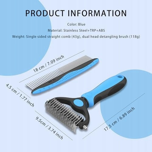 DOG AND CAT COMBS 2 PCS FOR HAIR AND TANGLES Brand Natural