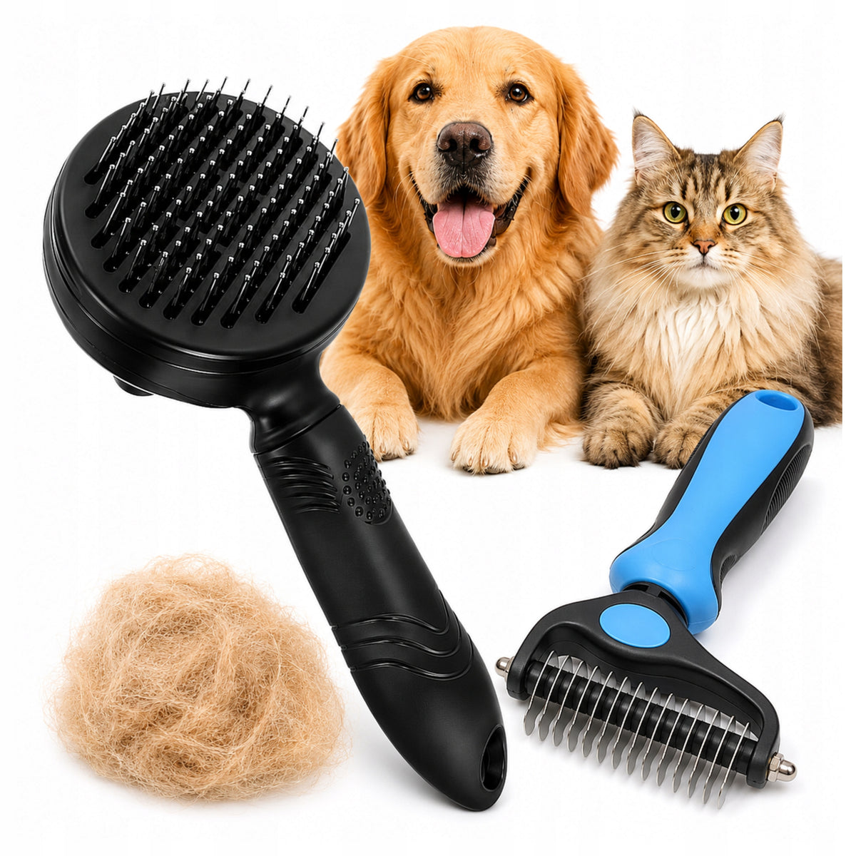 DOG AND CAT SCRAPER BRUSH TRIMMER HAIR COMB BLACK 2 IN 1 Packaging status original