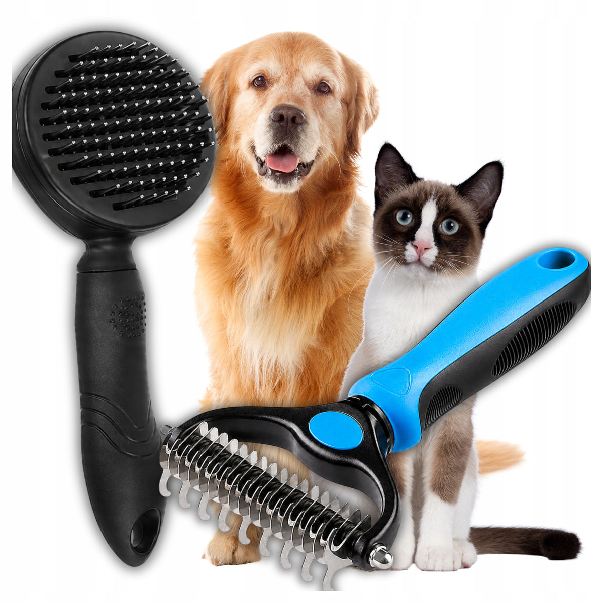 DOG AND CAT SCRAPER BRUSH TRIMMER HAIR COMB BLACK 2 IN 1