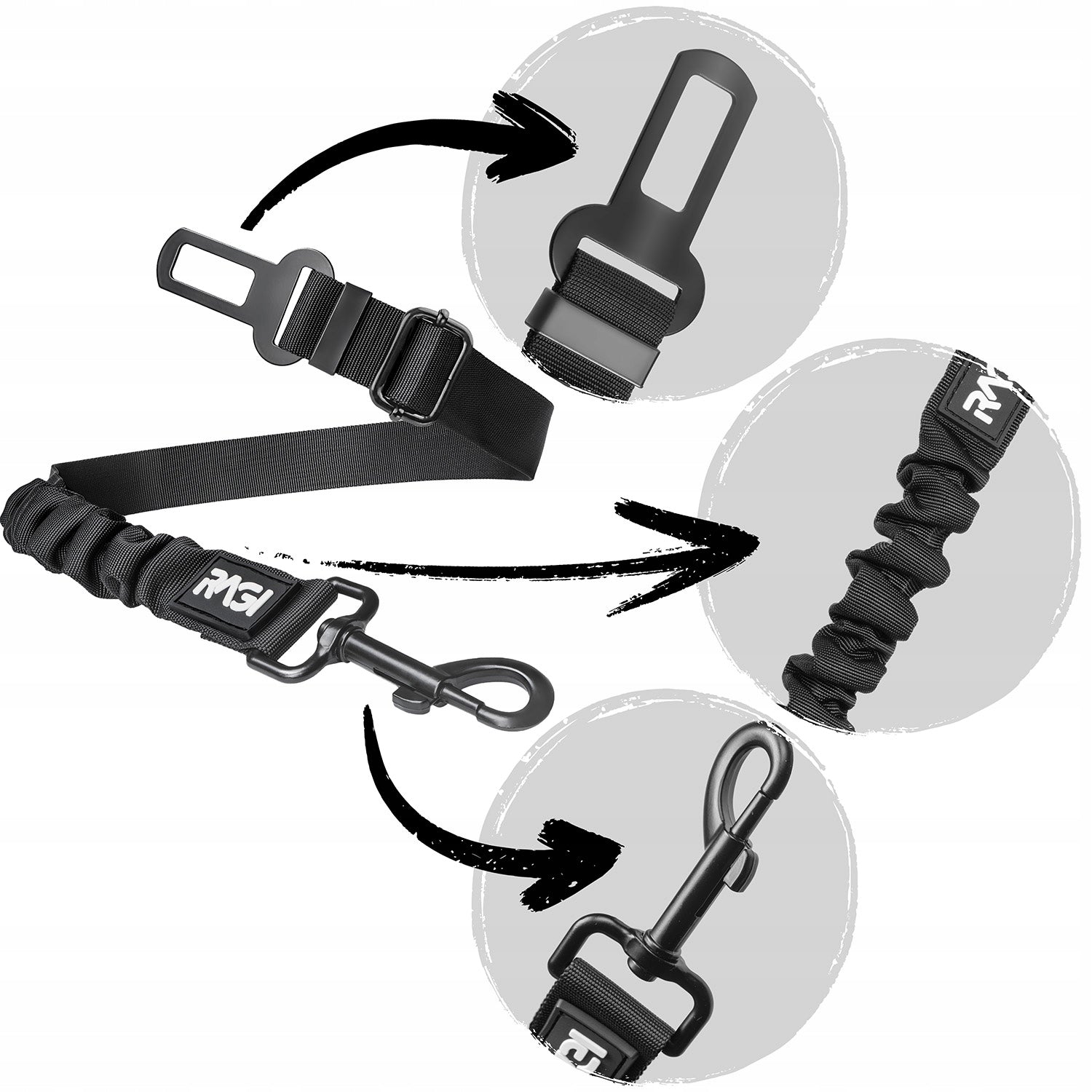 DOG AND CAT SEAT BELT LEASH FOR CAR WITH SHOCK ABSORBER Brand Ragi